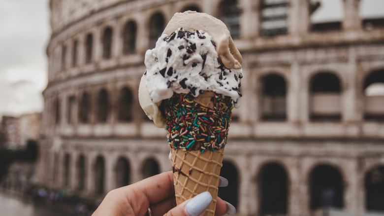 Ice cream cone and the Colosseum