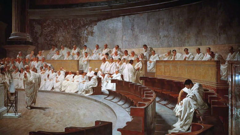Artwork of Roman courtroom