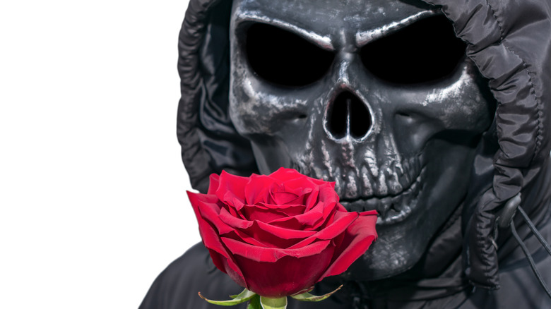 Skull face with flower