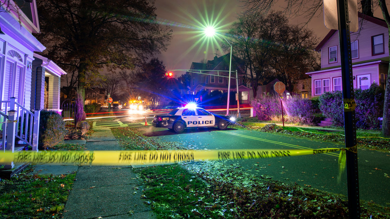 police car at a crime scene