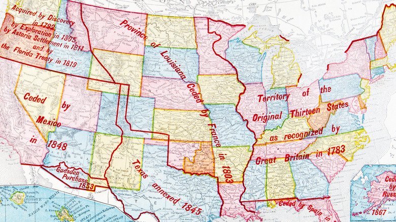 Territorial growth of the United States including the Louisiana Purchase 