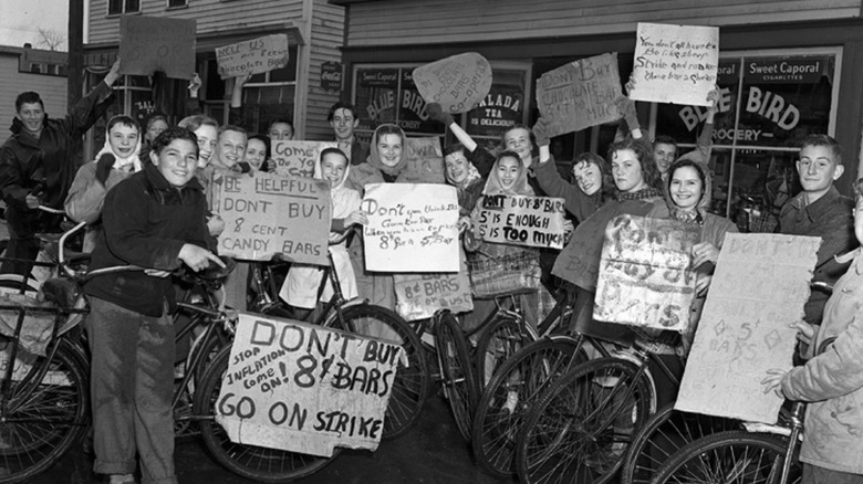 children protesting