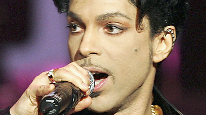 Prince at the microphone