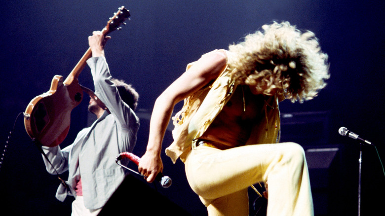 Pete Townshend and Roger Daltrey performing in 1976