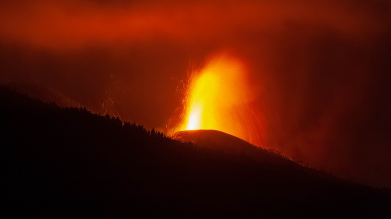 bright lava spewing from a volcano