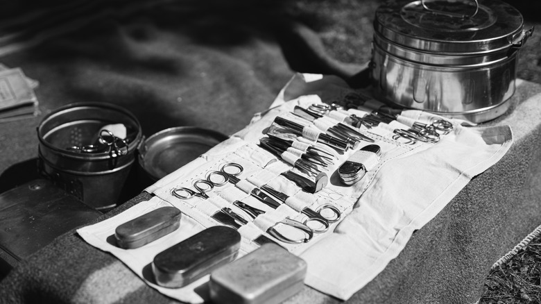 surgical instruments on a table