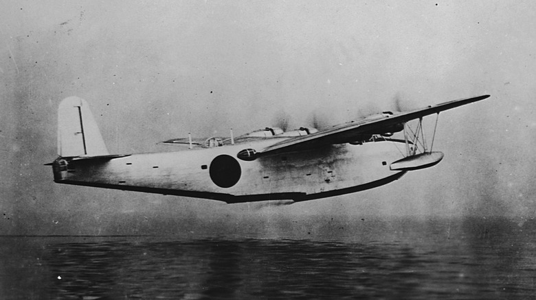 A Kawanishi H8K flying boat prototype on a test flight