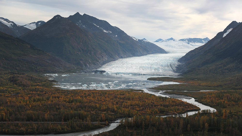 A receding glacier near Primrose, Alaska represents one of the last relics of the last ice age 