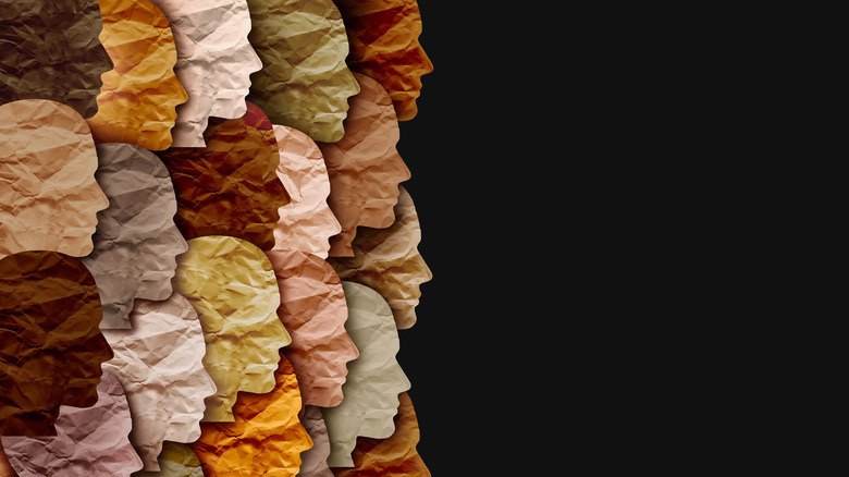 Paper faces in many colors.