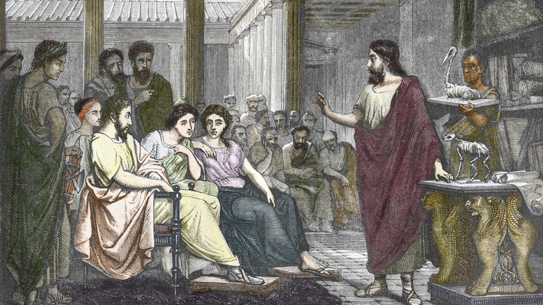 imagined engraving of Galen giving a lecture