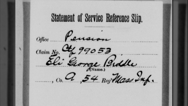 Eli George Biddle pension slip