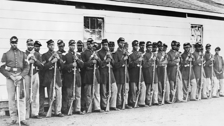 Company of Black soldiers standing together