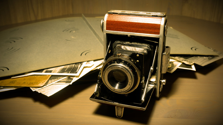 vintage camera on desk
