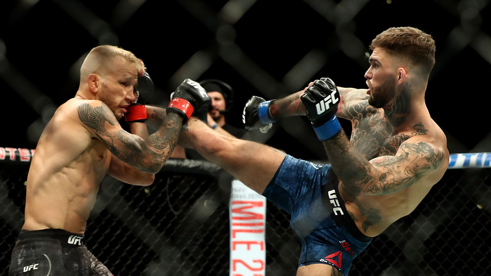 TJ Dillashaw blocks Cody Garbrandt's kick