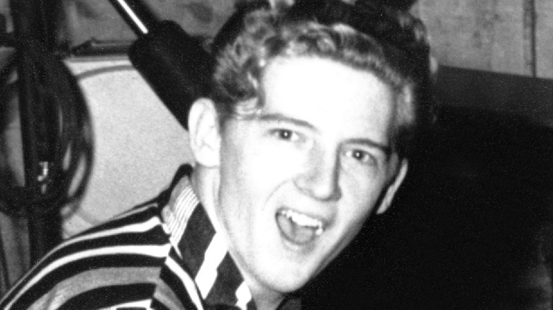 Jerry Lee Lewis playing piano in 1957