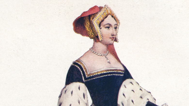 Anne Boleyn in blue ermine dress