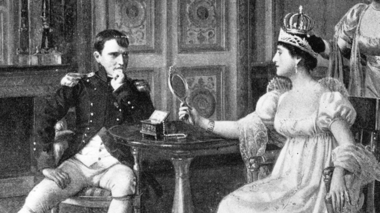 Napoleon looks at Josephine in a crown