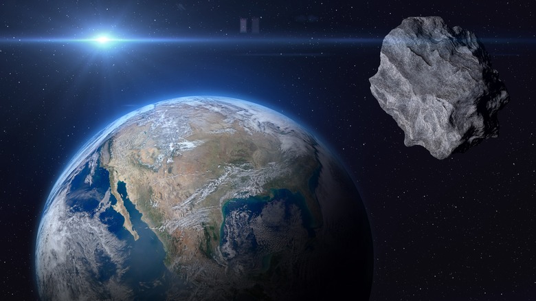 Earth and asteroid 