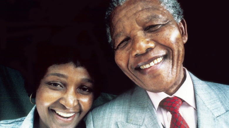 Nelson and Winnie Mandela smiling