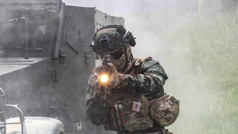 Soldier and tank