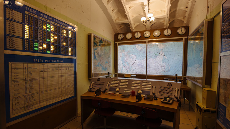 Old control panel of Soviet underground military command post