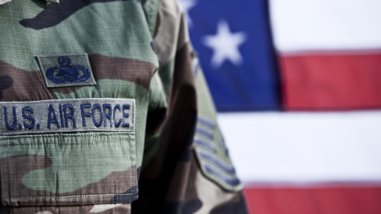 Air Force uniform with American flag