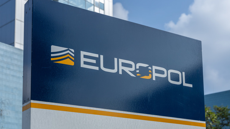 Europol sign in the Hague in the Netherlands