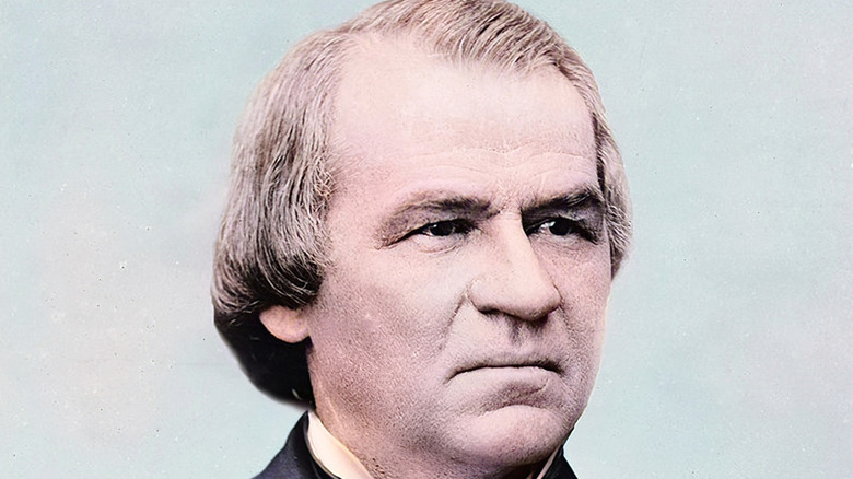 colorized portrait of Andrew Johnson
