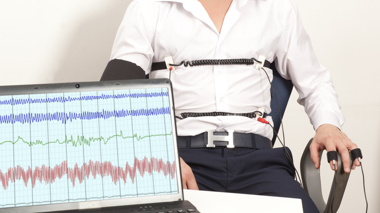 man undergoing lie detector test