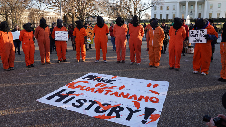 People protesting torture