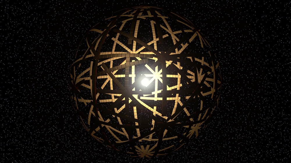 One artist's rendering of a Dyson sphere made of independently orbiting arched panels