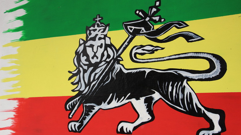 Rastafarian lion on flag