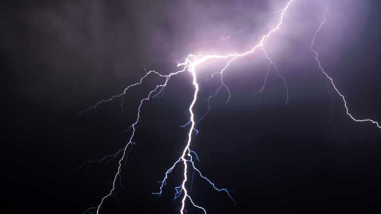 Lightning strike at night