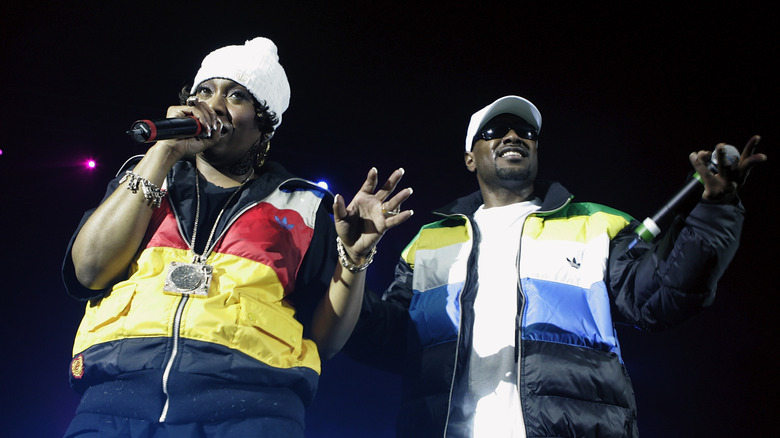 Missy Elliott and Fatman Scoop performing onstage