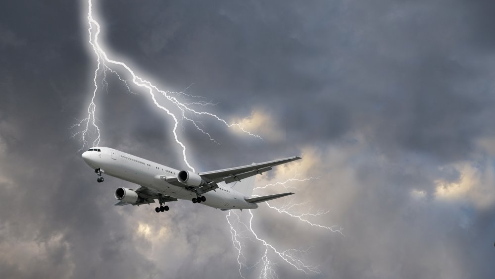 lightning striking a plane