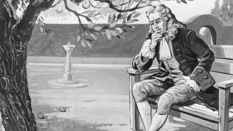 isaac newton contemplating gravity