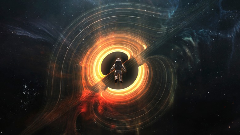 Astronaut entering black hole
