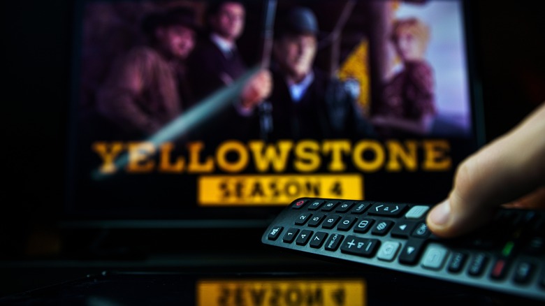 TV remote and Yellowstone title card
