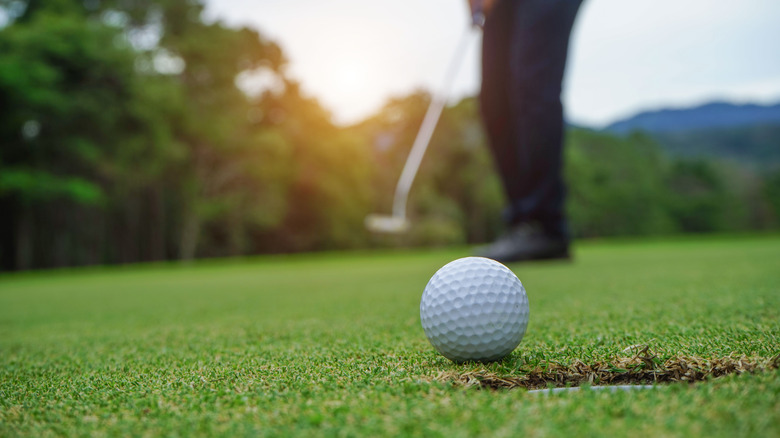 a golfer playing golf