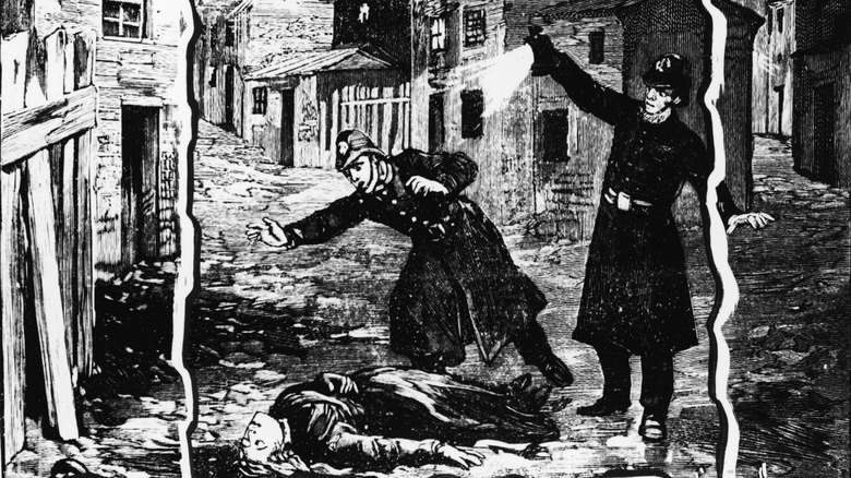 Police discovering a Ripper victim