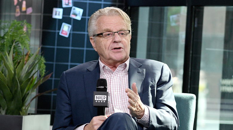 Jerry Springer talking with mic