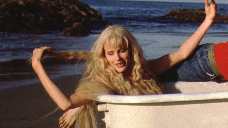 Darryl Hannah in a bathtub on the set of Splash