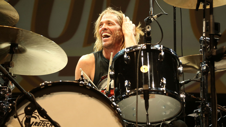 Taylor Hawkins having fun while drumming