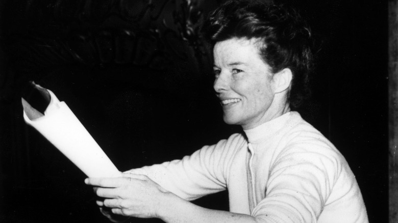 Hepburn reading a script