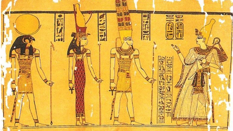 Ramesses III speaking with Theban Triad