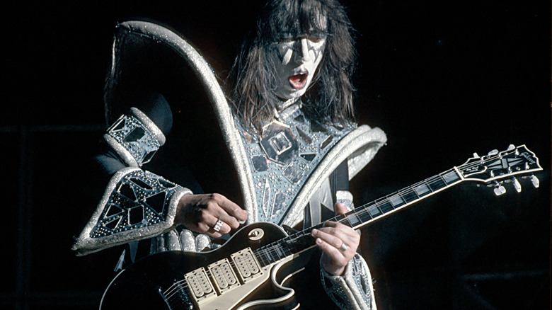 Ace Frehley on stage 1970s with KISS