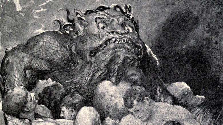 Illustration Grendel carrying people