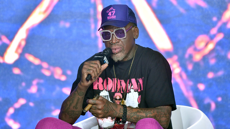 dennis rodman gives an address in 2022