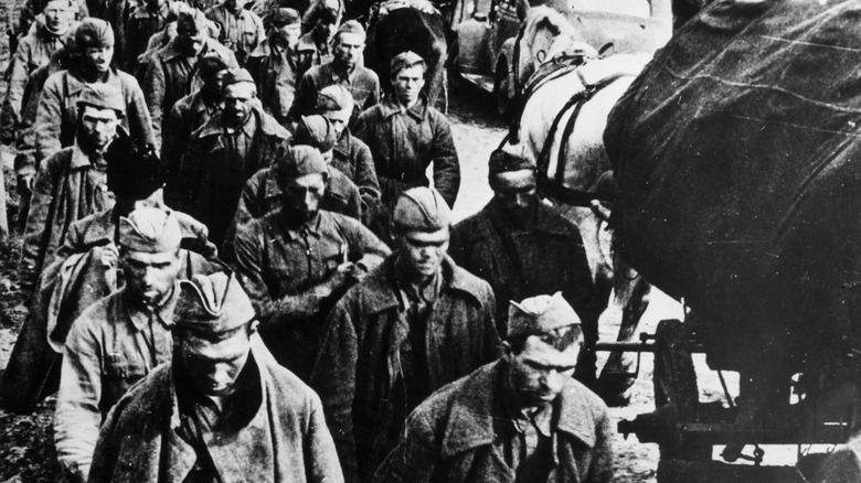 soviet POWs marching under German guard