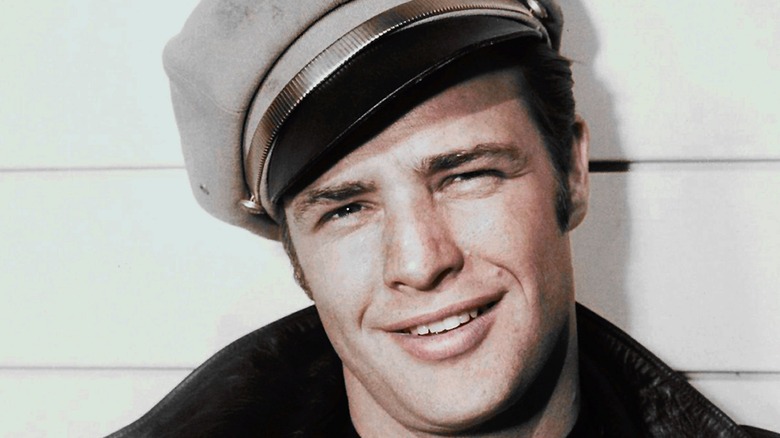 Marlon Brando smiling in The Wild One